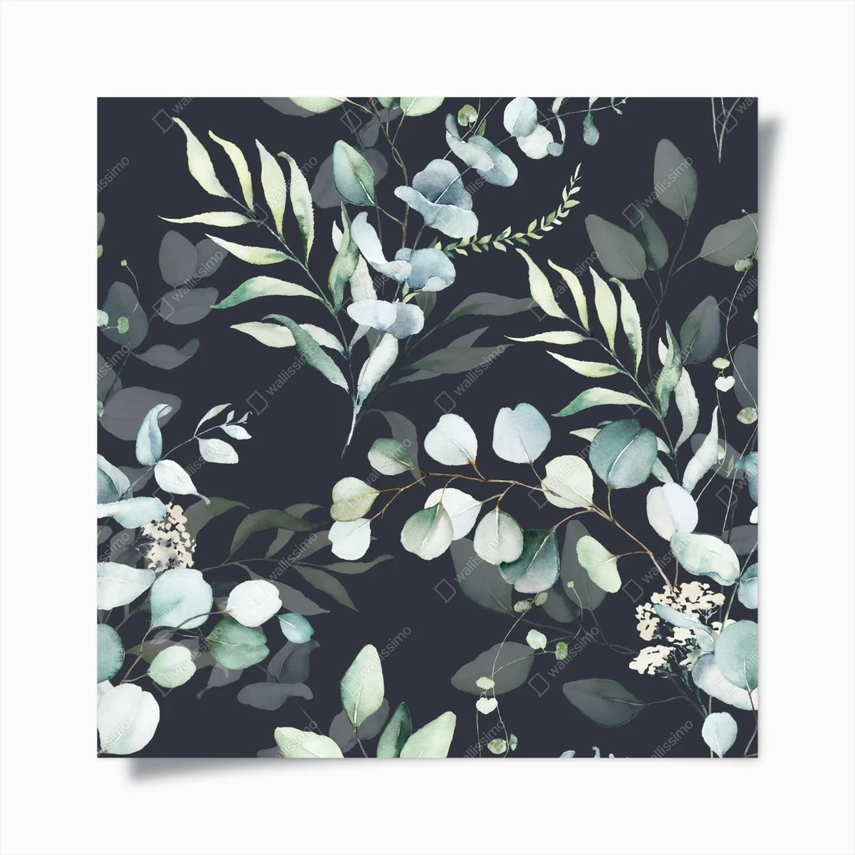 Poster eucalyptus watercolor botanical pattern on dark background ⁕ Wallissimo® Poster eucalyptus watercolor botanical pattern on dark background ⁕ Wallissimo®
