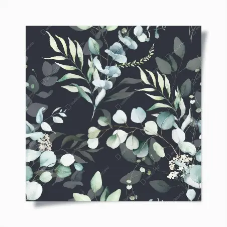 Poster eucalyptus watercolor botanical pattern on dark background • Wallissimo®