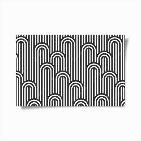 Poster black and white geometric stripe pattern • Wallissimo®