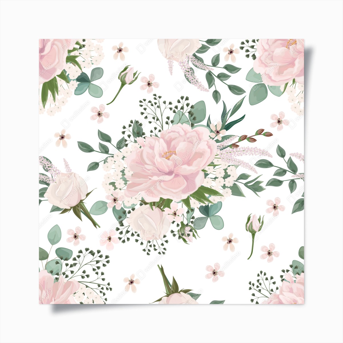 Poster soft pink peony floral pattern • Wallissimo® Poster soft pink peony floral pattern • Wallissimo®