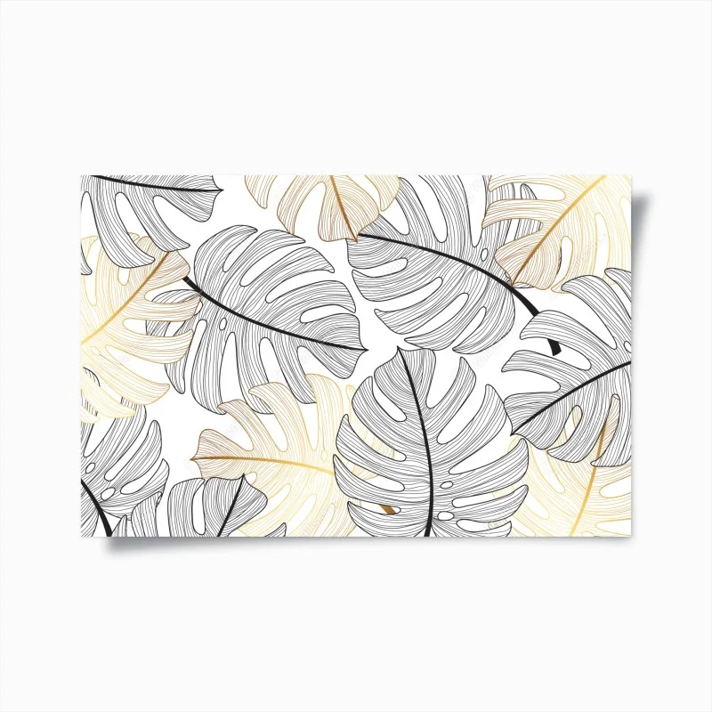 Poster monstera leaf pattern with gold accents