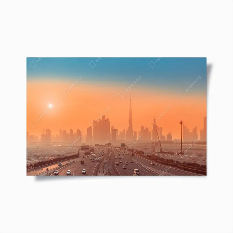 Poster Dubai skyline at sunrise