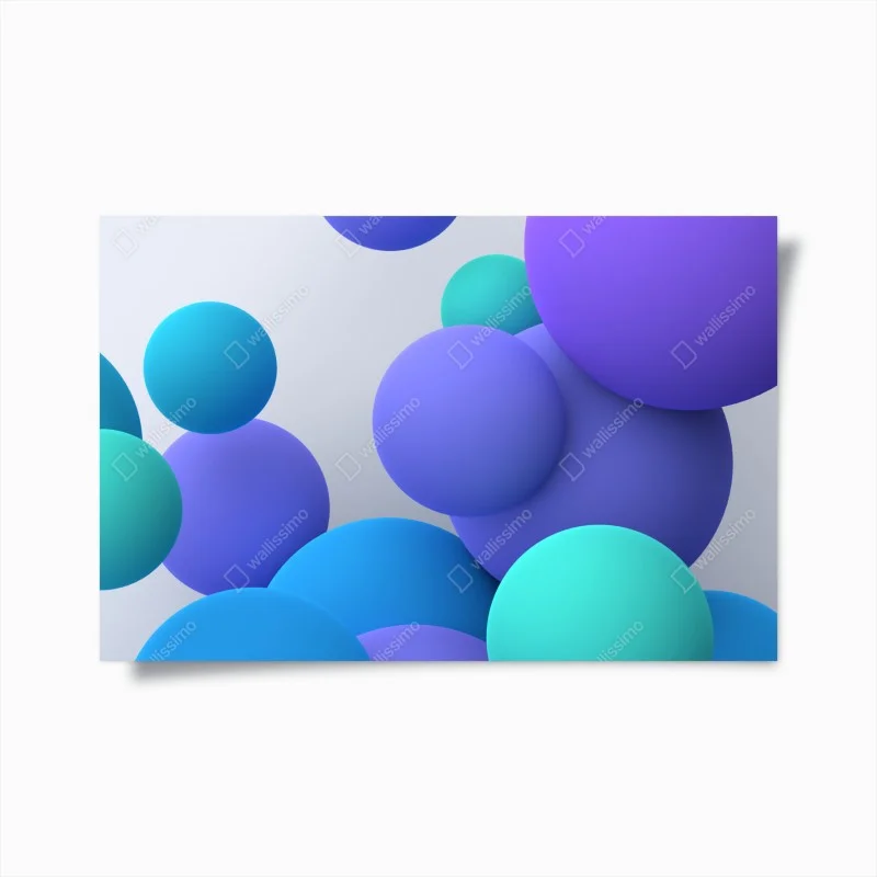 Poster colorful 3d floating spheres abstract art