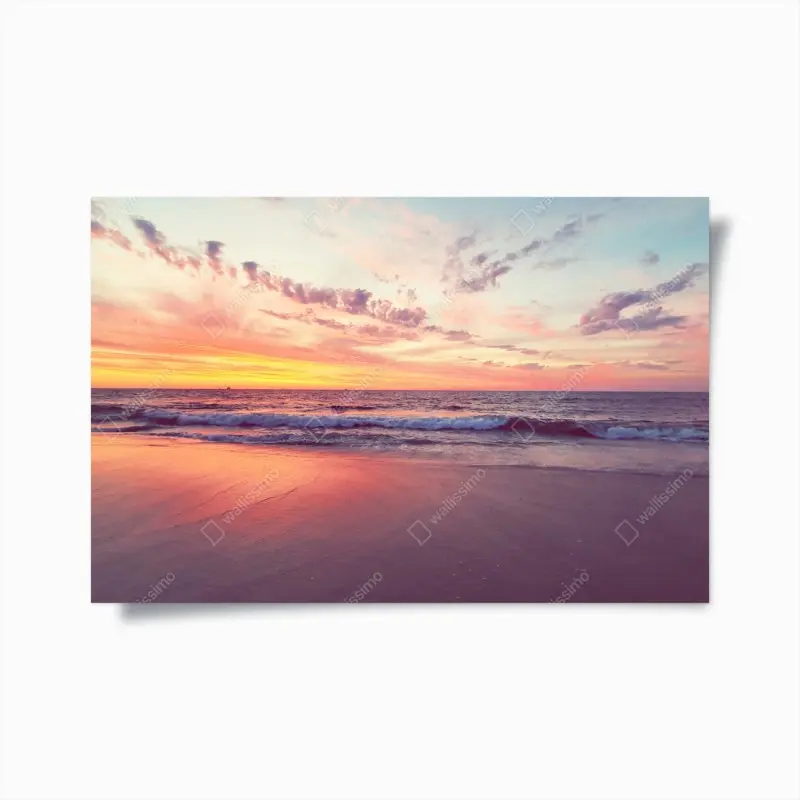 Poster pastel beach sunset over calm sea