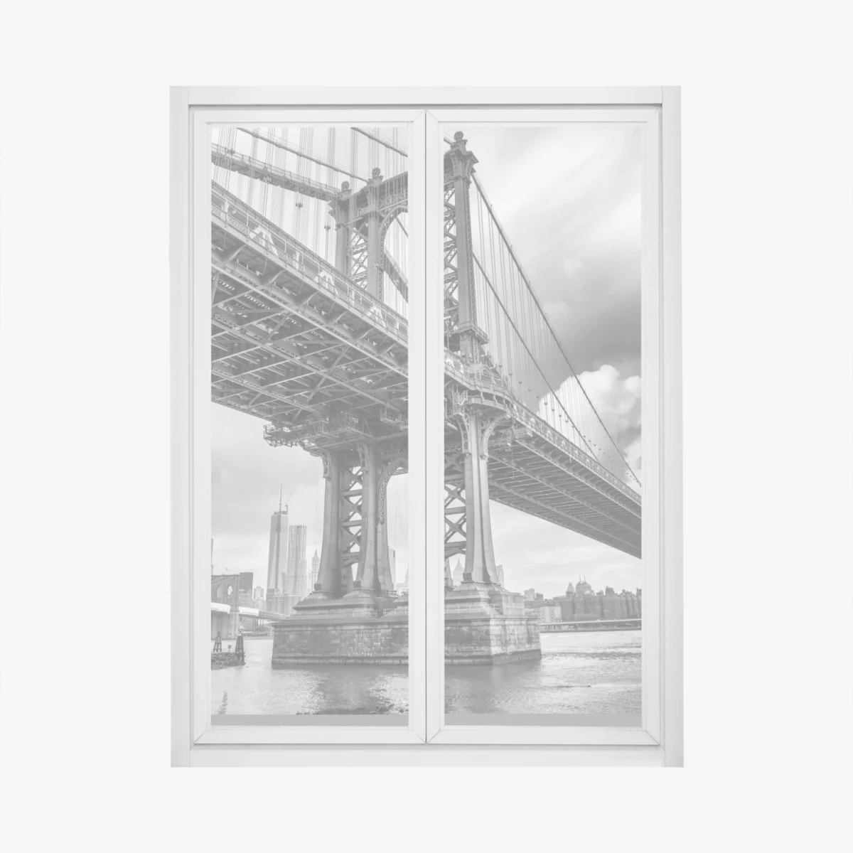 Window decal Manhattan bridge perspective over New York skyline ⁕ Wallissimo® Window decal Manhattan bridge perspective over New York skyline ⁕ Wallissimo®