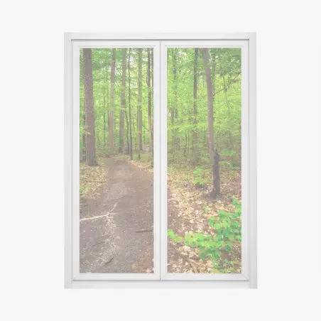 Window decal serene green forest trail • Wallissimo®