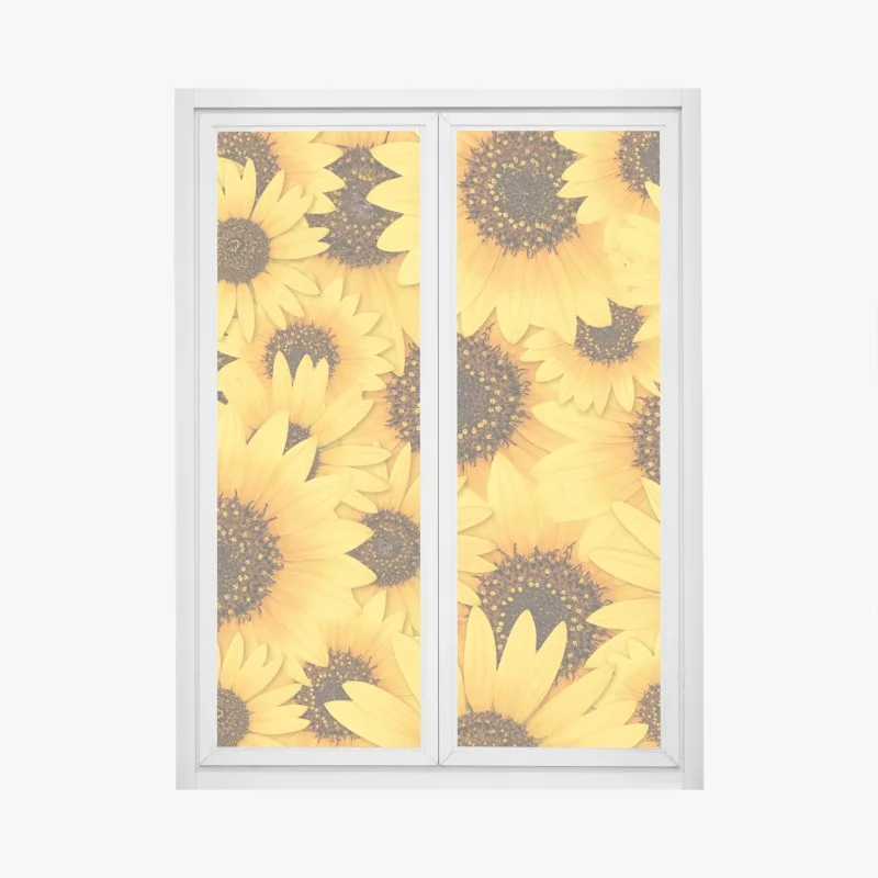 Window decal golden sunflower bloom pattern