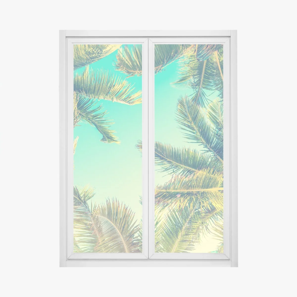 Window decal vintage turquoise palm canopy • Wallissimo® Window decal vintage turquoise palm canopy • Wallissimo®