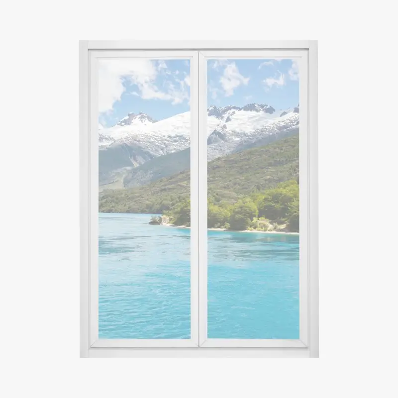 Window decal turquoise alpine lake with snow-capped mountains ⁕ Wallissimo®