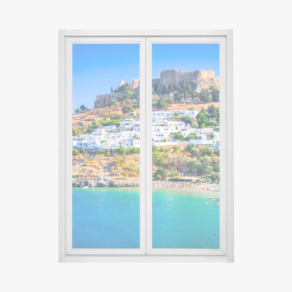 Window decal Lindos village and acropolis, Rhodes • Wallissimo®
