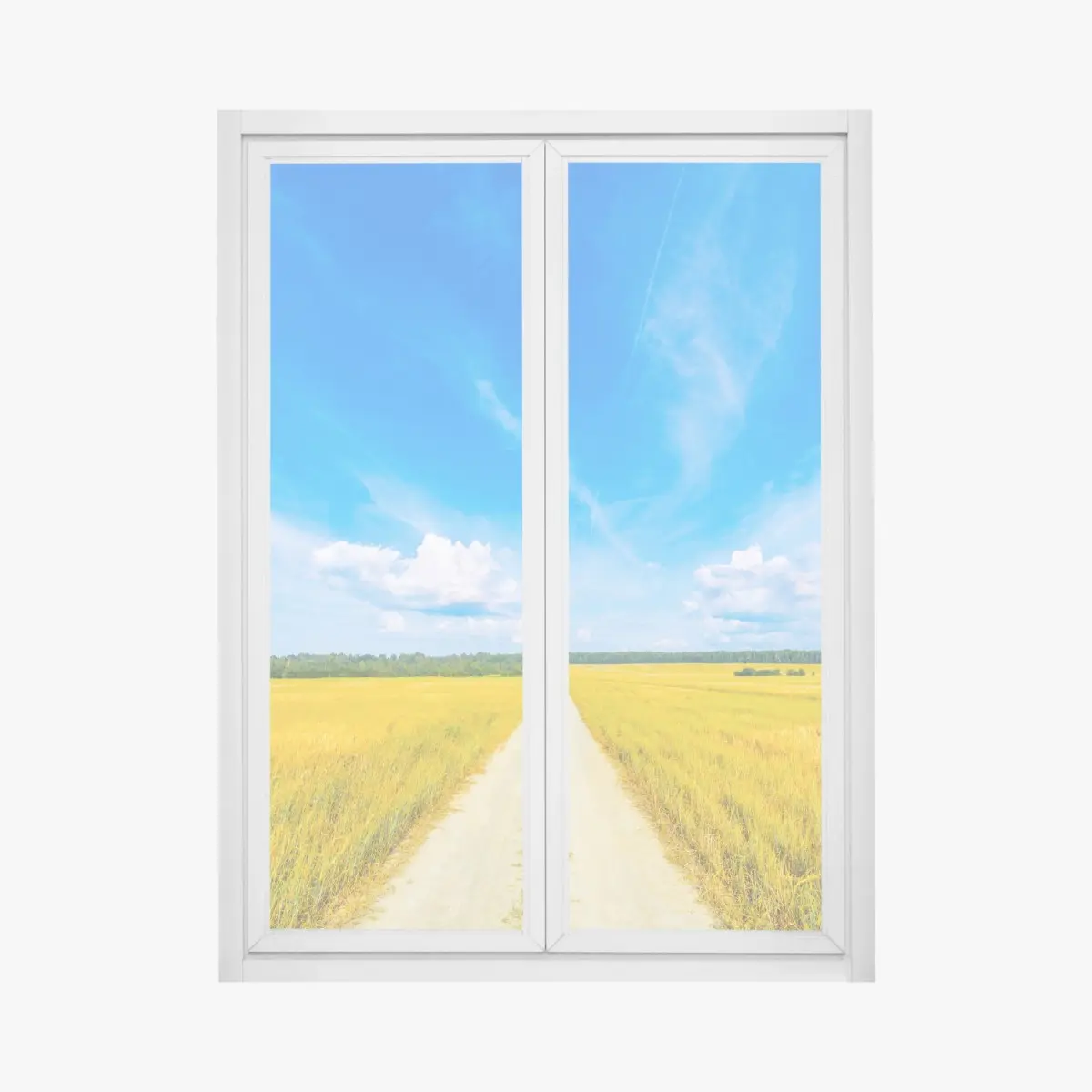 Window decal golden meadow under a wide blue sky • Wallissimo® Window decal golden meadow under a wide blue sky • Wallissimo®