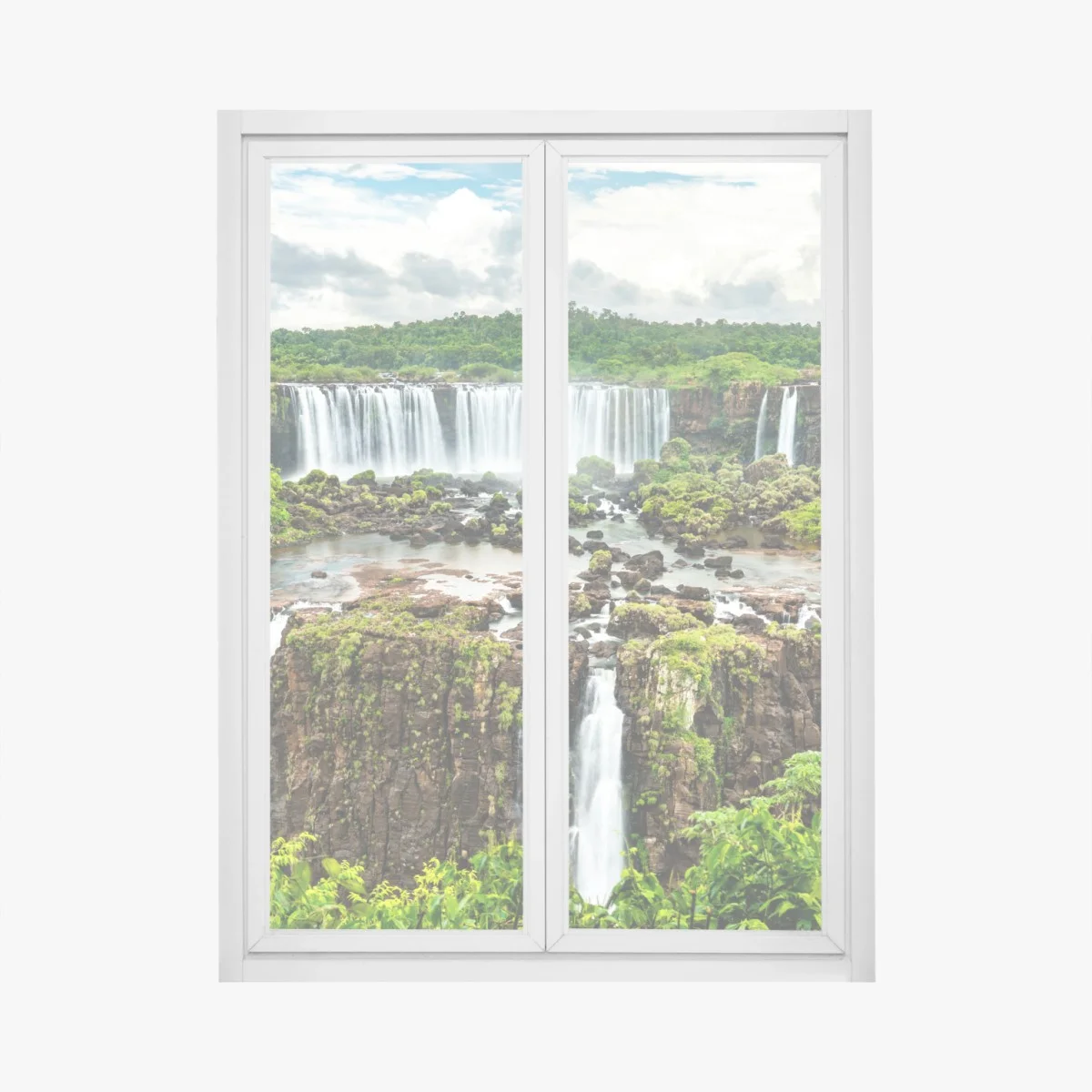 Window decal lush green waterfall panorama ⁕ Wallissimo® Window decal lush green waterfall panorama ⁕ Wallissimo®