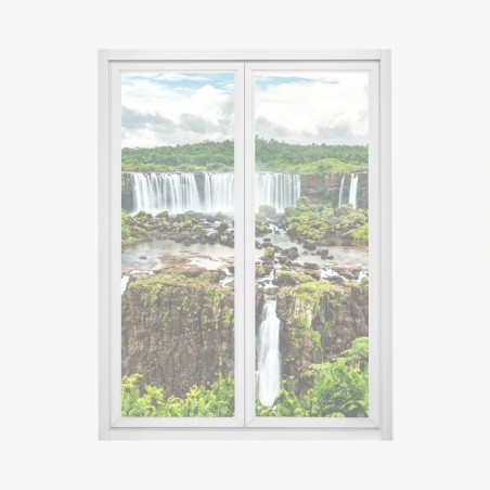 Window decal lush green waterfall panorama • Wallissimo®