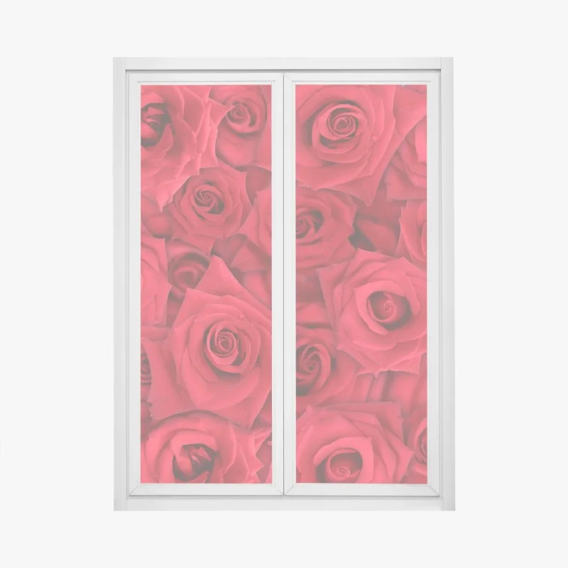 Window decal vibrant red roses collage