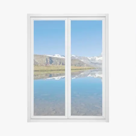Window decal alpine mountain reflection over calm lake • Wallissimo®
