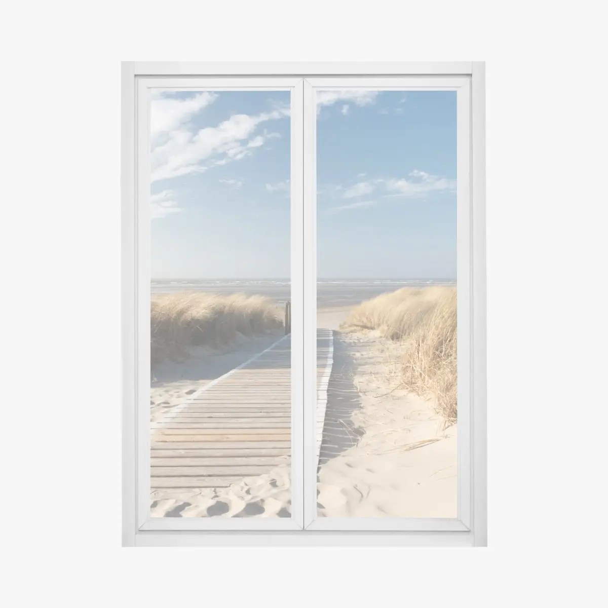 Window decal coastal boardwalk to the sea • Wallissimo® Window decal coastal boardwalk to the sea • Wallissimo®