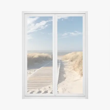 Window decal coastal boardwalk to the sea • Wallissimo®