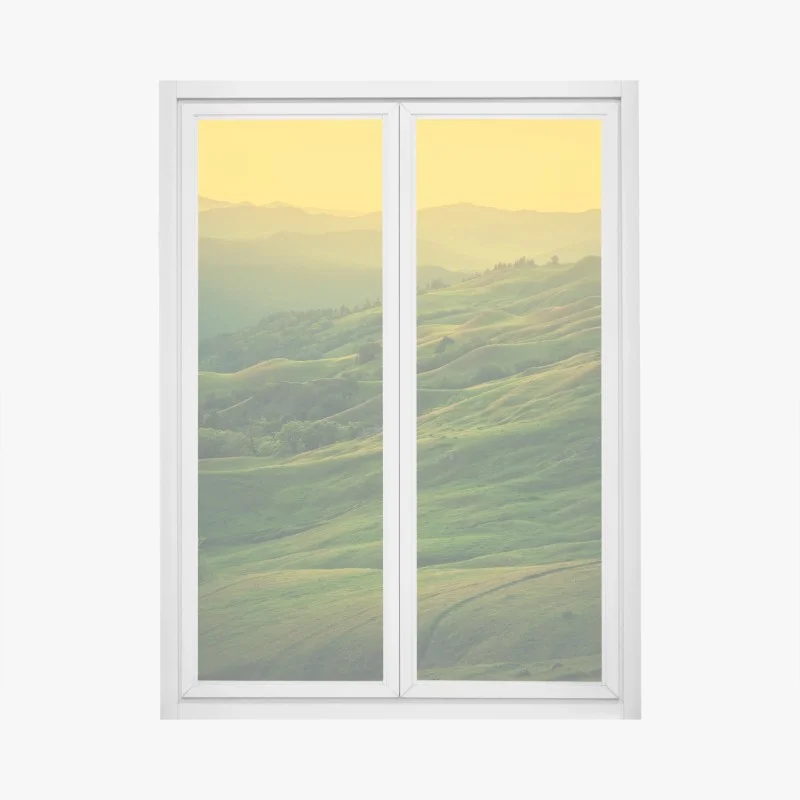 Window decal northern California rolling hills at sunset