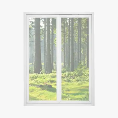 Window decal sunlit green forest clearing • Wallissimo®