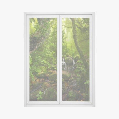 Window decal lush green forest stream • Wallissimo®