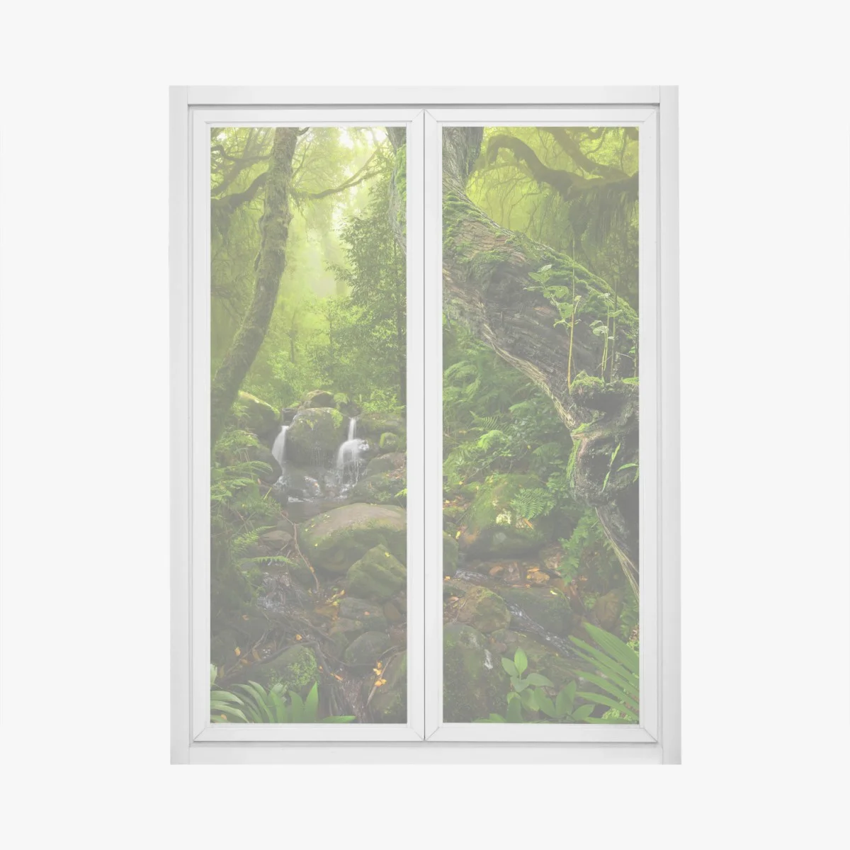 Window decal mossy forest stream at dawn • Wallissimo® Window decal mossy forest stream at dawn • Wallissimo®