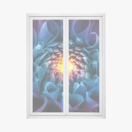 Window decal vibrant blue chrysanthemum close-up • Wallissimo®