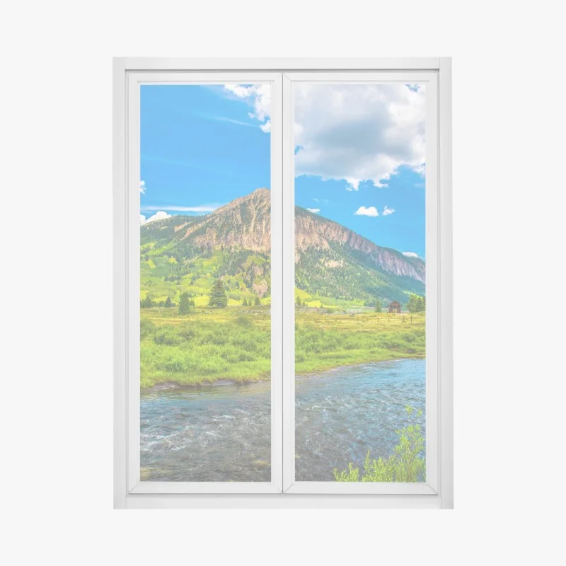 Window decal sunlit mountains of Crested Butte, Colorado