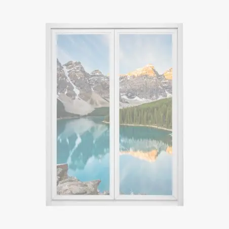 Window decal sunlit alpine lake reflection • Wallissimo®