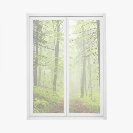 Window decal misty green forest trail • Wallissimo®