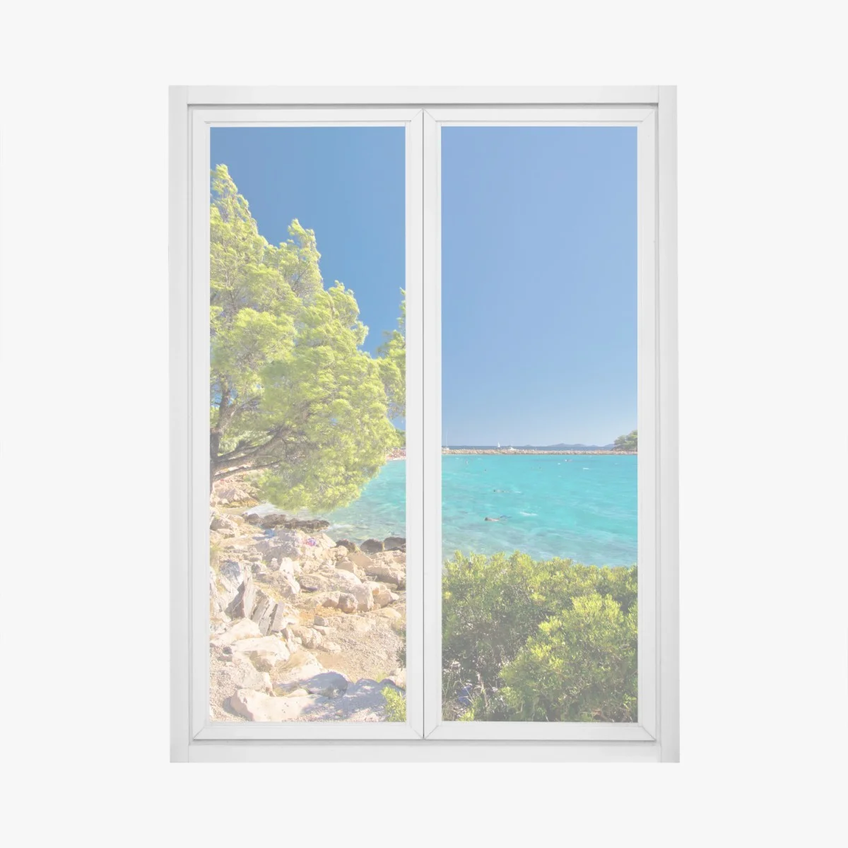 Window decal idyllic turquoise beach on Murter Island • Wallissimo® Window decal idyllic turquoise beach on Murter Island • Wallissimo®