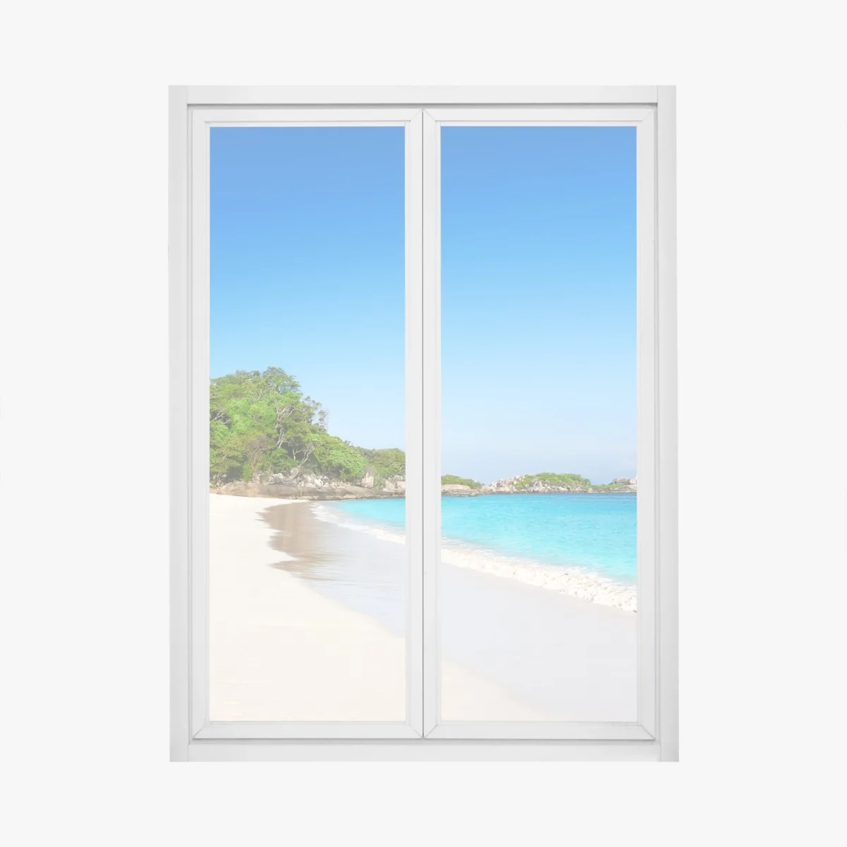 Window decal tropical white sand beach paradise • Wallissimo® Window decal tropical white sand beach paradise • Wallissimo®