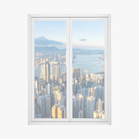 Window decal Hong Kong skyline at sunset • Wallissimo®