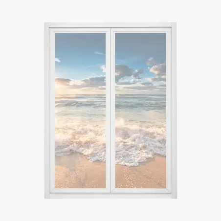 Window decal golden sunrise over the sea • Wallissimo®