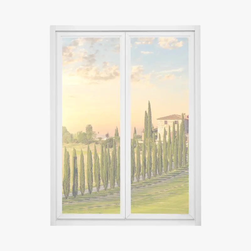 Window decal Tuscany sunset cypress avenue