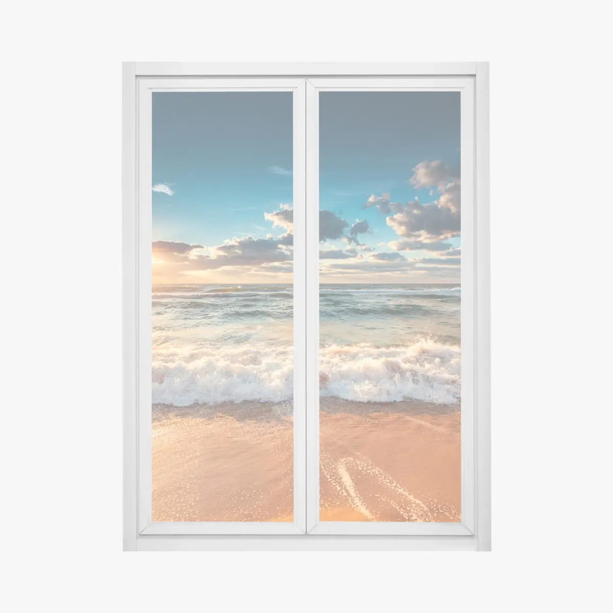 Window decal golden sunrise over the ocean shore • Wallissimo® Window decal golden sunrise over the ocean shore • Wallissimo®