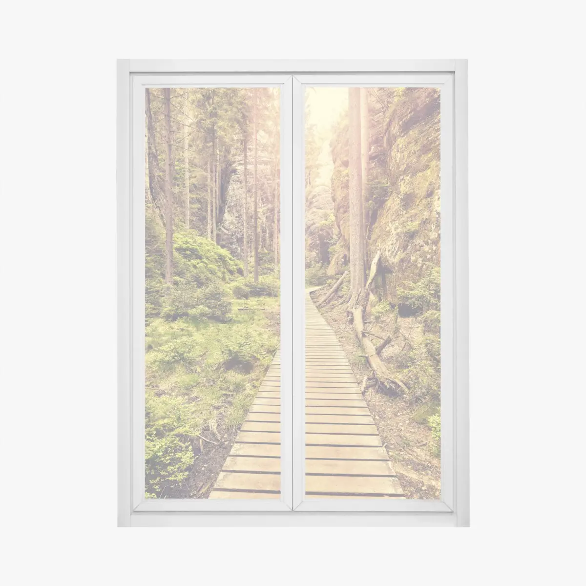Window decal sunlit wooden path in Adrspach Teplice ⁕ Wallissimo® Window decal sunlit wooden path in Adrspach Teplice ⁕ Wallissimo®