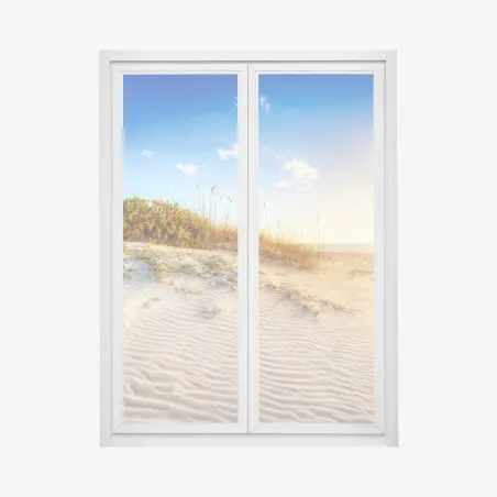 Window decal sunset over Grace Bay sand dunes • Wallissimo®