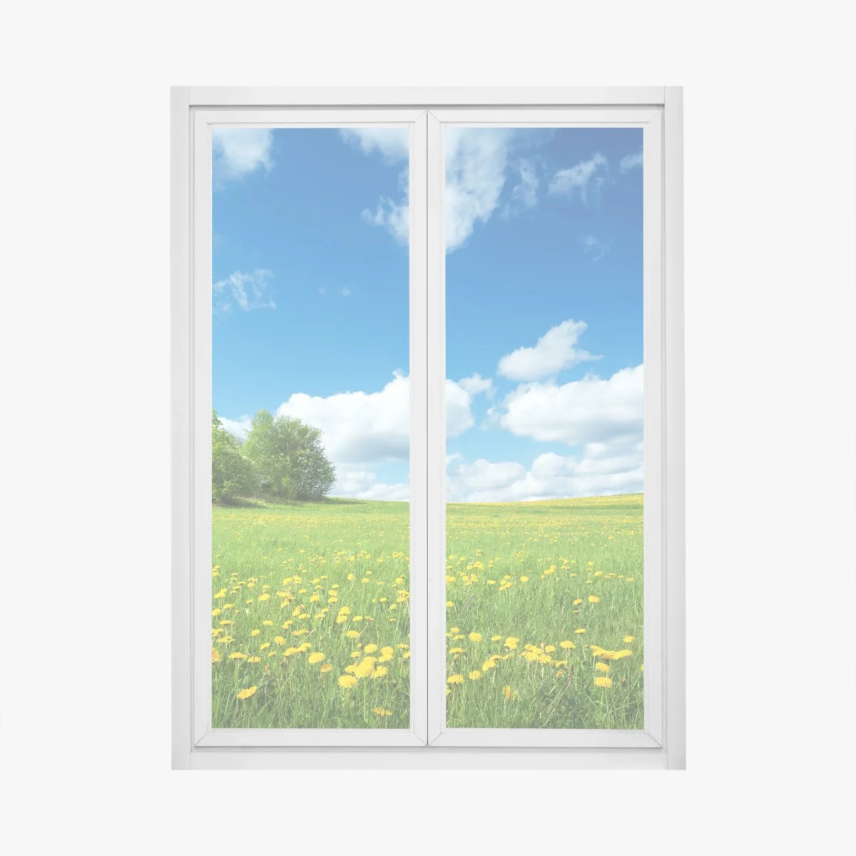 Window decal sunny meadow with dandelions and blue sky ⁕ Wallissimo® Window decal sunny meadow with dandelions and blue sky ⁕ Wallissimo®