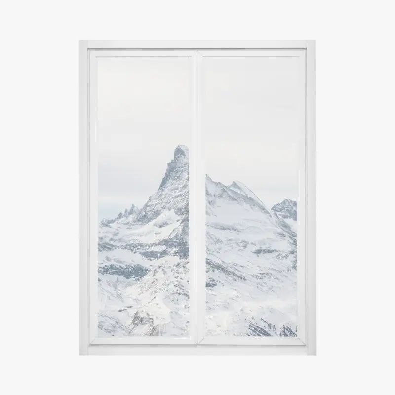 Window decal majestic snow-capped mountain peak