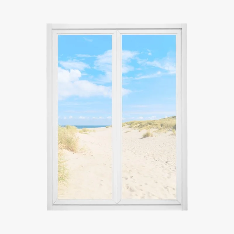 Window decal serene Sylt dunes with lighthouse