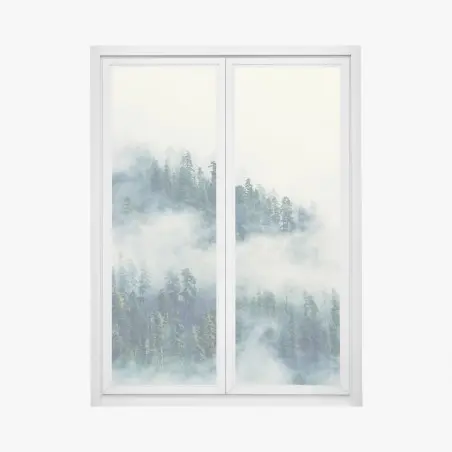 Window decal misty evergreen forest • Wallissimo®