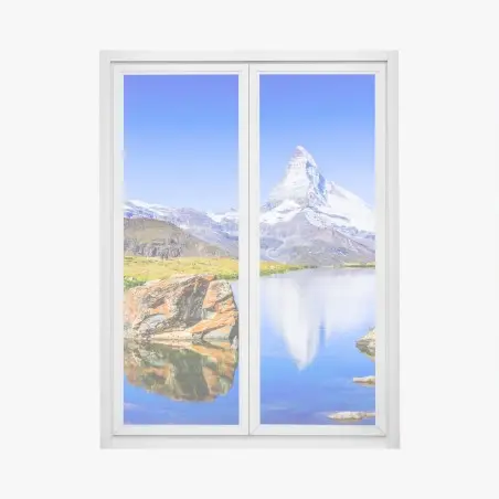 Window decal Matterhorn reflection at Stellisee, Zermatt • Wallissimo®