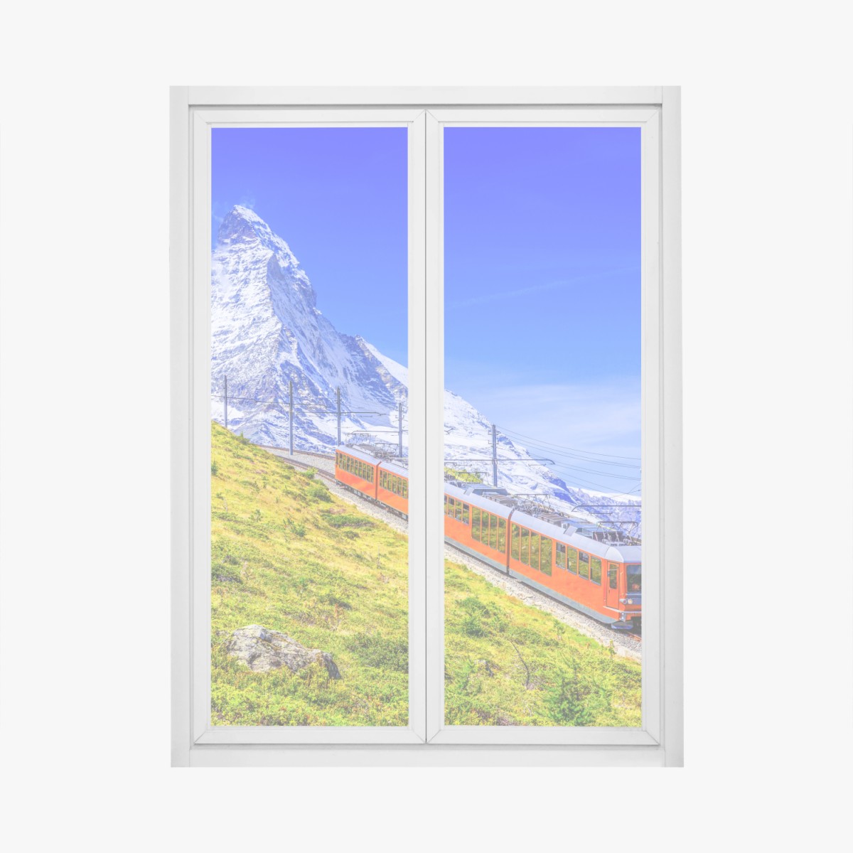 Window decal Gornergrat train beneath Matterhorn • Wallissimo® Window decal Gornergrat train beneath Matterhorn • Wallissimo®