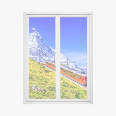 Window decal Gornergrat train beneath Matterhorn • Wallissimo®