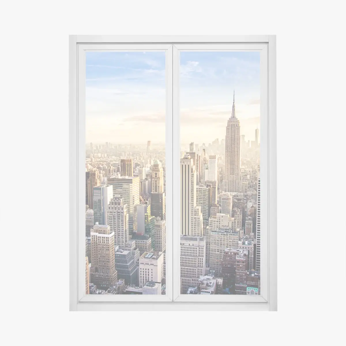 Window decal New York skyline at sunrise • Wallissimo® Window decal New York skyline at sunrise • Wallissimo®