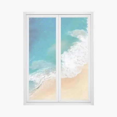 Window decal aerial turquoise beach shoreline • Wallissimo®