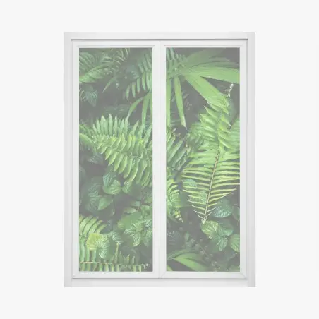 Window decal lush tropical fern leaves • Wallissimo®