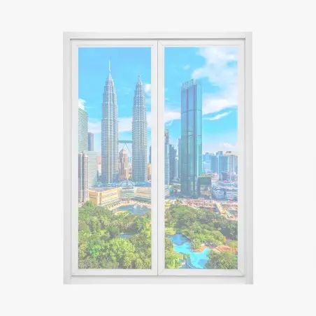 Window decal Kuala Lumpur skyline with Petronas Towers • Wallissimo®