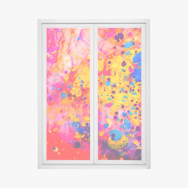 Window decal Ottoman marbling abstract in vibrant colors