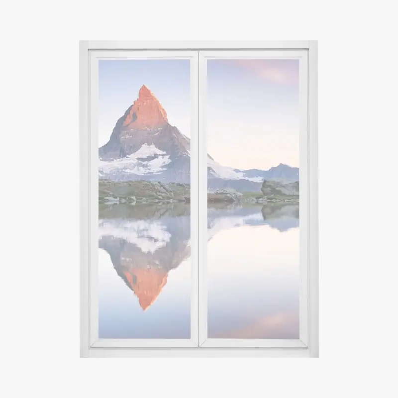 Window decal Matterhorn sunrise reflection over alpine lake